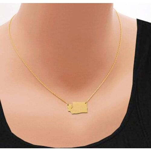 Ufine Cute personalized Washington state map Necklace cooper Charm pendant pricess girl gift necklace drop shipping N2197
