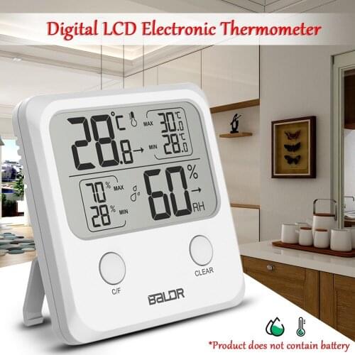 Smart Thermometer Indoor Humidity Meter Electronic Weather Station White Clock New