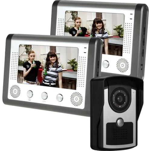 SYSD 7" Color Video Door Phone Video Intercom IR Night Vision Camera Doorbell Kit Home Apartment 1 TO 2