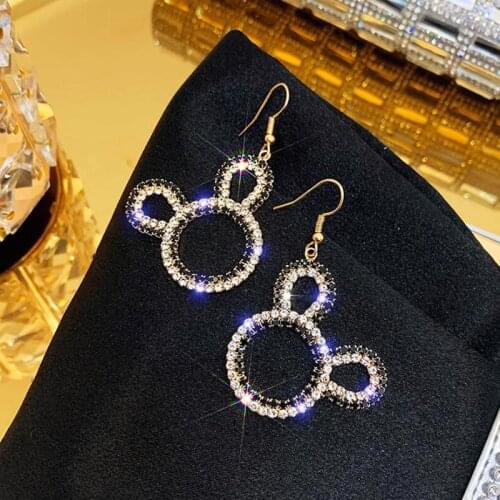 New fashion classic cartoon mini mouse zircon charm woman earrings Crystal Mickey earrings for women Pendientes Cartoon Movie