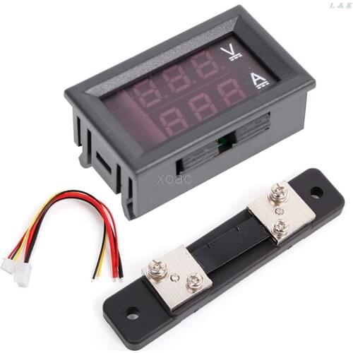 0-100V/50A Red Blue Digital Voltmeter Ammeter 2in1 DC Volt Amp Meter W/ Shunt M08 dropship