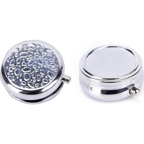1Pc Advantageous Container Medicine Case Small Cases Metal Round Silver Tablet Pill Boxes Holder Effective Use Of Space