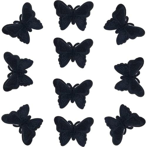 10Pcs Black Butterfly Patches for Clothing Embroidered Applique Iron on Patch Accessories Badge Stickers on Clothes Bags DIY