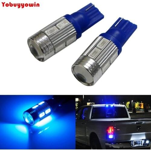 10Pcs T10 Super Bright Dark Blue10 LED 5630 SMD Car Interior White Light Bulb Lamp DC 12V With Lens