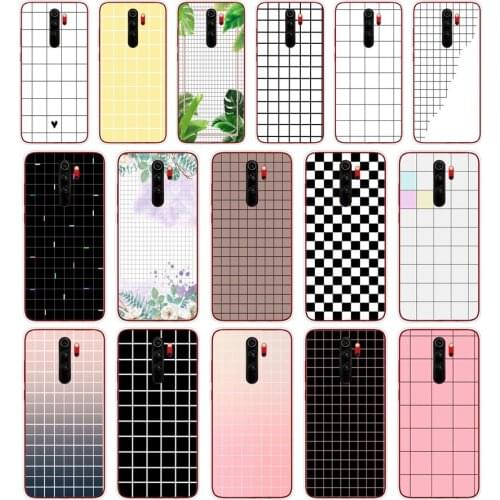 157SD Luxury Retro Black White Grid Soft Silicone Tpu Cover phone Case for xiaomi redmi 7 8 9 8A 9A Note 7 8 9 Pro 8T 9S Case
