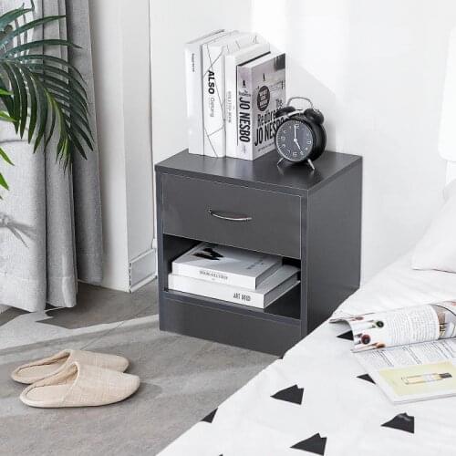 2pcs Simple Wood Nightstands Dresser Bedside Table Minimalist Bedroom Furniture With Drawer HWC