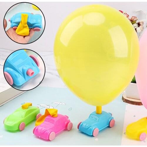 3pc/set Random color DIY balloon car powered recoil educational toy powered car balloon car will run when blowing