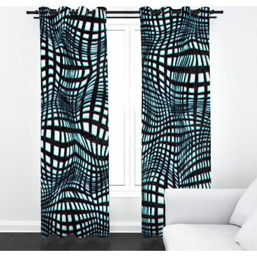 3D Stereoscopic Polyester Fabric Colorful Modern Abstract Geometric Pattern Lattice Curtains For Living Room Bedroom Drapes