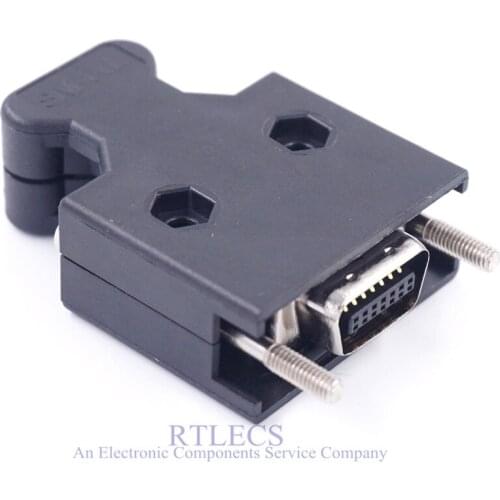 5 PCS DIY SCSI Connector MDR 14 Positions Male Plug Tin contact Solder 14 Pin Connector Shell Kit shield for cable assembly 1.0A