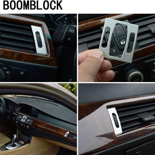 Aluminum Alloy Stickers For BMW 5 Series BMW E60 E61 M Sports Center Console Dashboard Air Vent Outlet Frame Covers Accessories