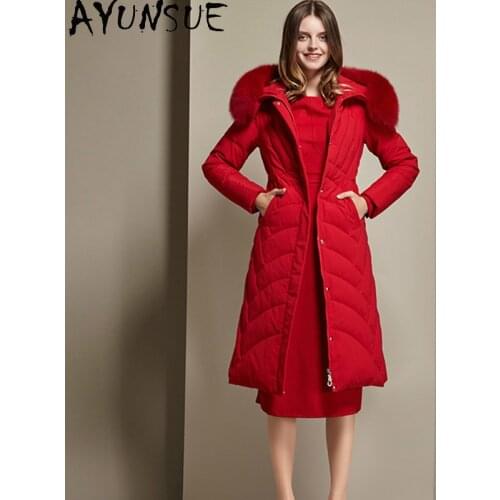 AYUNSUE Jackets for Women 2020 Winter Down Jacket Hooded Coat Female 5XL Plus Size Real Fox Fur Parkas Mujer Chaqueta LXR325