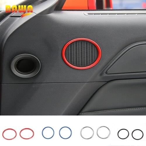 HANGUP 4 Color ABS Small Size Car Interior Door Speaker Ring Decoration Cover Stickers For Ford Mustang 2015 Up Car Styling