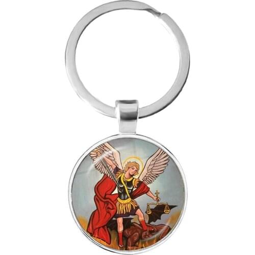 Hot St.Michael Keychain Fashion Protect Me Saint Shield Protection Justice Key Chain Keyholder Talisman Christian Holy Gifts