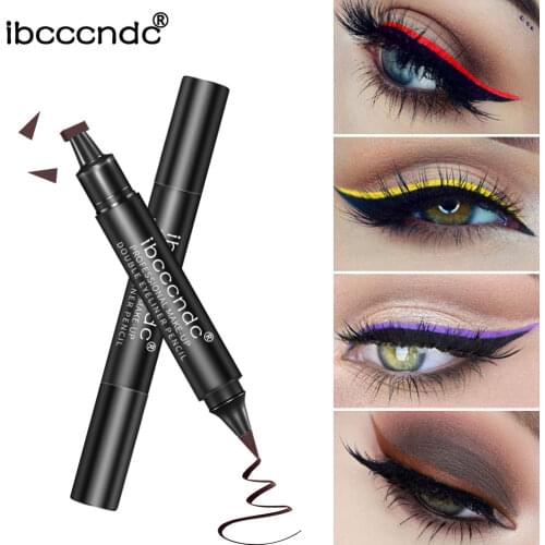 IBCCCNDC Brand Makeup Black Eye Liner Liquid Pencil Quick Dry Waterproof Black Double-ended Makeup Stamps Wing Eyeliner Pencil