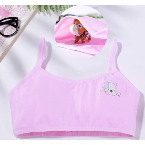 Gongzhuniuniu Teenager Cartoon Pattern Training Bra Young Girl Cotton Underwear Top Padded