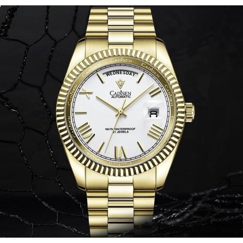 CADISEN C8185 Japan MIYOTA-8285 Movt Mens Watch Mechanical Automatic Wrist watch 100M Waterproof Sapphire Diver Watch Men Clock