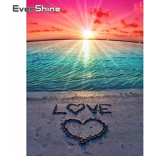 Evershine Diamond Embroidery Sea Diamond Mosaic Beaded Landscape Full Round Drill Diamond Painting Crystal Rhinestone Pictures