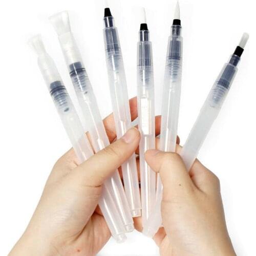 6pcs Watercolor Brush Artist Painting Pen Water Color Brush Refillable Pen Watercolor Color Drawing Art Supply