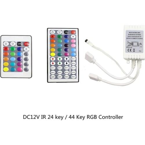 DC12V RGB LED Controller 24 key / 44 Key Dual Output Port Connectors IR Remote Controller for 5050 3528/2835 RGB led strip light