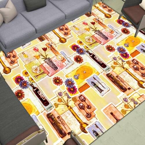 Retro Area Rugs Large Home Kitchen Living Room Bedroom Bathroom Decoration Print Floor Mats Flowers Carpet Daisy Rose Cake