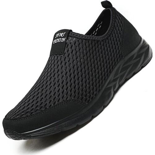 Large Size Low Mesh Men Sport Shoes Women Sneakers Without Laces Man Sports Shoes Summer Man Running Sneakers Black Gym GMB-1435