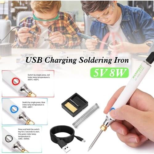 Mini Soldering Iron 8-10W Electronic Portable Soldering Iron Kit with 330-450℃ Adjustable Temperature
