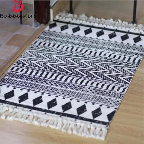 Nordic Style Soft Tassel India Carpets For Living Room Bedroom Kid Room Decorate Home Table Cotton Healthy Rugs Floor Door Mat