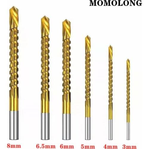 6pcs 3-8mm Cobalt Drill Bit Set Spiral Screw Metric Composite Tap Drill Tap Twist Drill Bit Set Multifunction Woodworking Tool