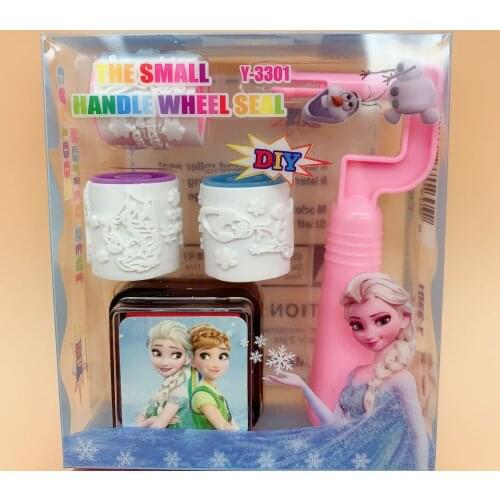 Disney Seal Set Cartoon Frozen Mickey Cylinder Seal Cute Handle Seal Learning Prize Toy Ink Pad Puzzle Fun Gift