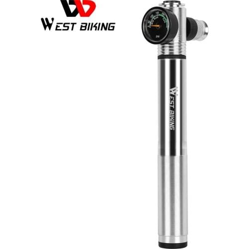 WEST BIKING 300 Psi Mini Bike Pump With Gauge Mountain Road Bicycle High Pressure Hand Air Pump CNC Cycling Pump Tire Inflator