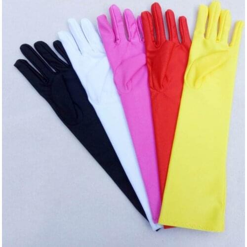 Little Girls Princess Gloves Solid Color Long Elbow Length For Birthday Wedding Holiday Costume Party biale rekawiczki ST304