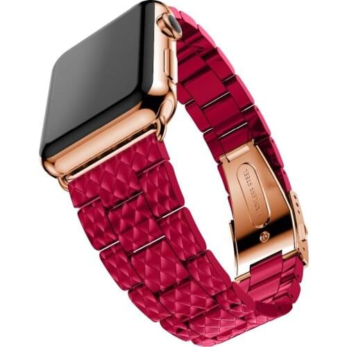 Rose Red Steel Strap for apple watch band 42mm/38mm/44mm/40 link bracelet Watchband for iWatch 4/3/2/1 iwatch 38mm Bands 42mm