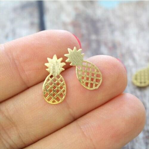 Daisies New Fashion Brushed Mini Pineapple Stud Earrings Gold Silver Plated Dainty Minimalist Gift Statement Jewelry
