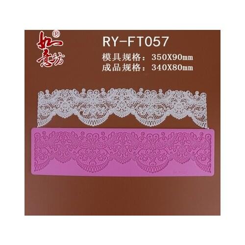 Ry-ft057 Food grade silicone mould 35X9cm Flower sugar lace mat decoration for cupcake baking ware sugar craft mold