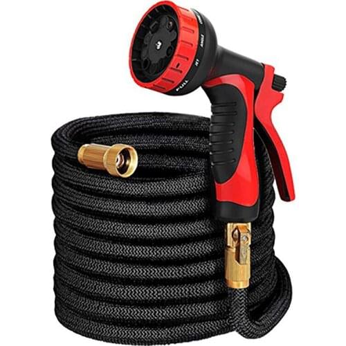Natural Latex Garden Watering Hose Triple Elongation 25-75FT Telescopic Flexible Magic Hose Car Wash Hose With 9 Mode Water Gun