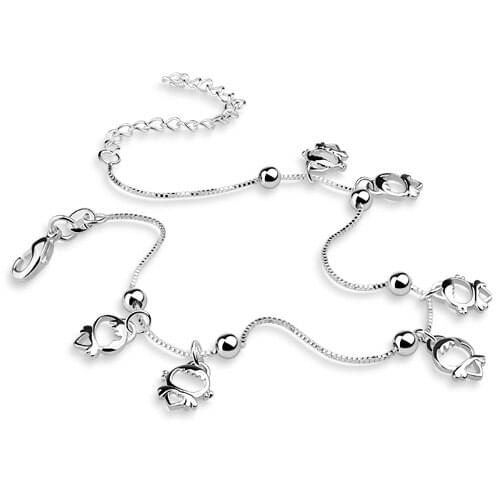 Bohemia fashion angel anklets.Lovely anklets woman solid 925 silver 27cm bell pendant anklets.Sterling silver girl jewelry