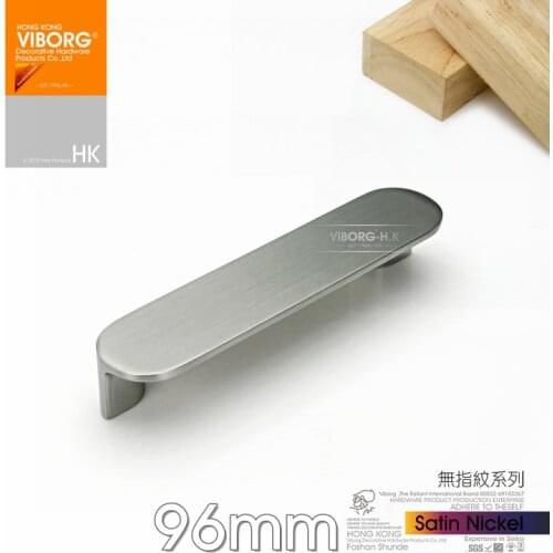 VIBORG Top Quality 96mm Zinc Alloy Modern Kitchen Cabinet Cupboard Door Pull Drawer Handles Pulls, brushed, SA-779-96