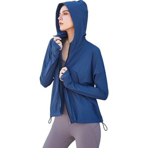 Autumn Winter New Loose Zipper Hooded Running Jacket Women Long Sleeve Thumb Hole Sweatshirt Gym Drawstring Yoga Sports Jacket