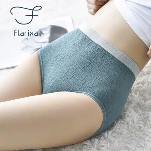 Flarixa 3Pcs Womens Seamless Panties Mid Waist Bubble Pants Cotton Crotch Thongs Plus Size Comfortable Underwear Pleated Briefs