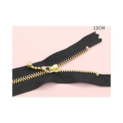 Free shipping 10pcs/lot Black 12cm gold teeth zipper metal zipper water head diy craft bag zipper closed end zipper