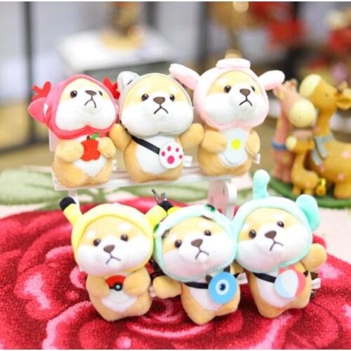 11cm Creative Corgi stuffed toy pendant for a shiba Inu doll bag pendant costume decoration for Christmas
