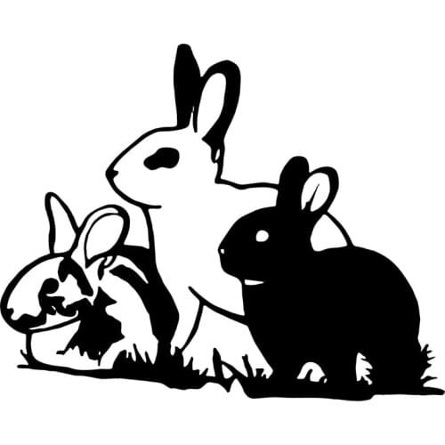 16.5*13.4CM Cute Rabbits Bunny Vinyl Car Styling Decal Hare Jackrabbit Car Stickers Black/Silver S1-2634