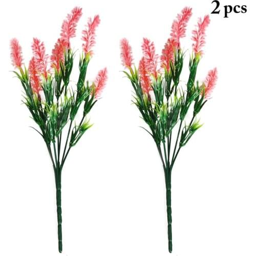2 Pcs/Set New Faux Plant Fake Lavender Flower Plastic Artificial Lavender Decoration Wedding Engagement Party Events Accessories