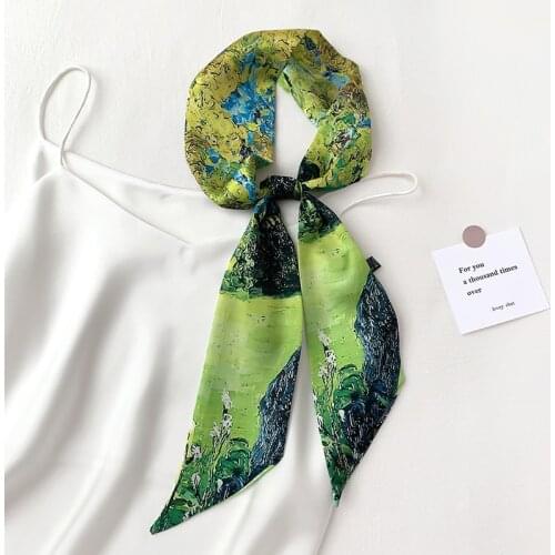 2021 Women Summer Silk Scarf Design Print Female Foulard Hijab Scarfs Lady Beach Cover-ups Scarves Wraps Neck Headband Shawl