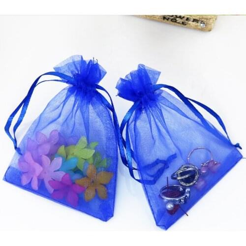 500PCS Royal Blue color Candy Bags 13cmx18cm Wedding Drawable Organza bag Gift Packaging Bags