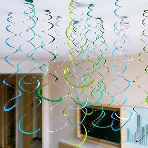 6pcs Happy Birthday Decorative Ceiling Hanging Swirl Metallic Foil Swirls For Valentine Wedding Birthday Party Decor Baby Shower