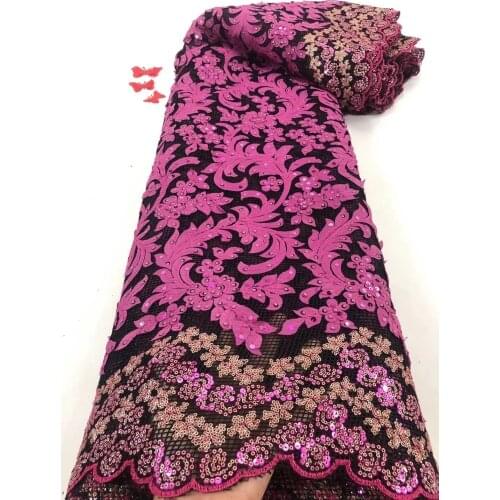 Africas Latest Lace Fabric 2021 High Quality Nigeria French Open With Sequins Embroidery Tulle Lace Dress D4238