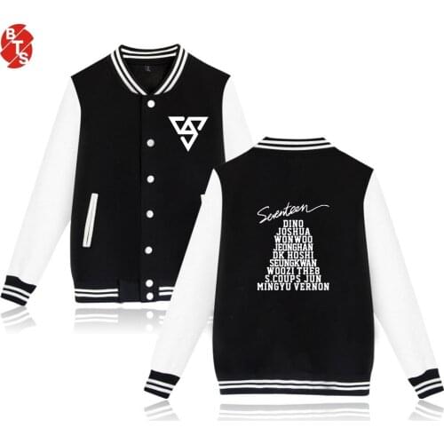 SEVENTEEN Kpop Printed Baseball Jackets Women/Men Long Sleeve Fashion Hot Sale Jackets 2018 Casual Streetwear Fans Clothes