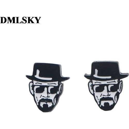 DMLSKY breaking Bad Stud Earrings Cartoon Earrings Jewelry Prevent allergy Stud Earring Pendant for Kids Girls cool Gift M3897