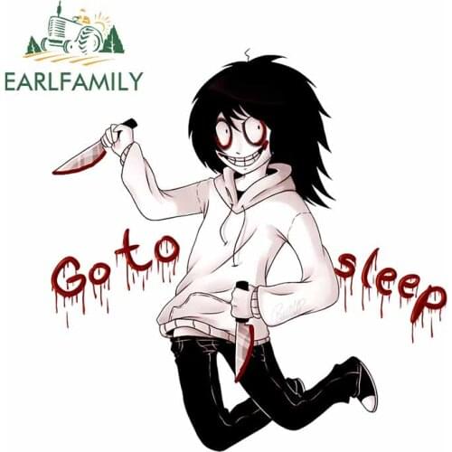 EARLFAMILY 13cm x 12.6cm For Jeff The Killer Vinyl Material Car Stickers Surfboard Fine Decal Car Accessories Personality Decor